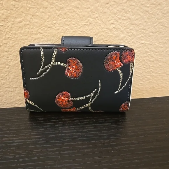 Coach Medium Corner Zip Wallet With Cherry Print - Picture 7 of 14